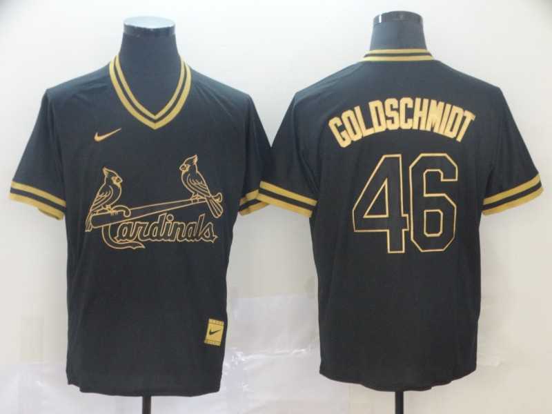 Cardinals 46 Paul Goldschmidt Black Gold Nike Cooperstown Collection Legend V Neck Jersey (1),We sell and wholesale Cardinals 46 Paul Goldschmidt Black Gold Nike Cooperstown Collection Legend V Neck Jersey (1) on line form chian!